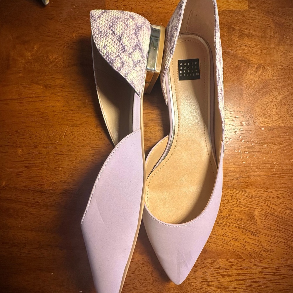 White House Black Market Lilac Textured D'Orsay Pointed Flats